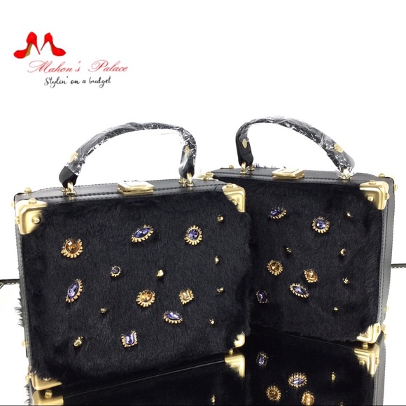 Sam Edelman Black Faux Leather/Fur Shoulder Bag - Picture 3 of 8